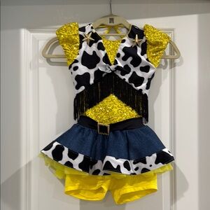 Weissman Yellow and Black Dance Costume with Cow Print